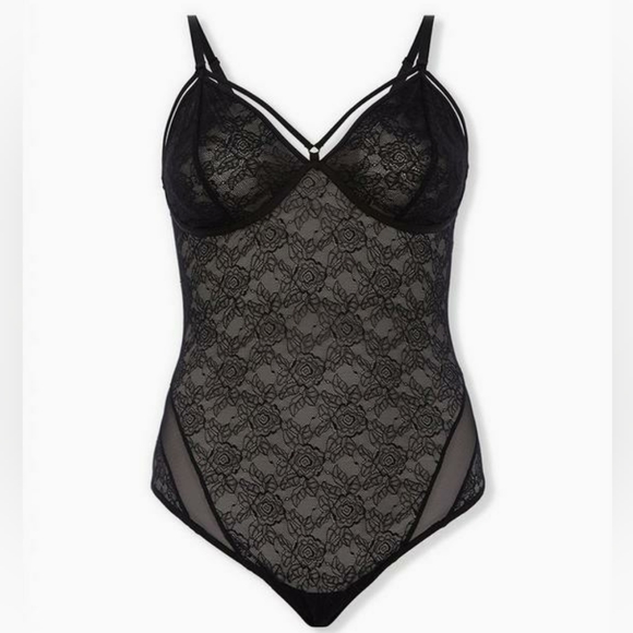 🖤NWT 〰️Torrid〰️ lace mesh strappy bodysuit 1X - Picture 5 of 5